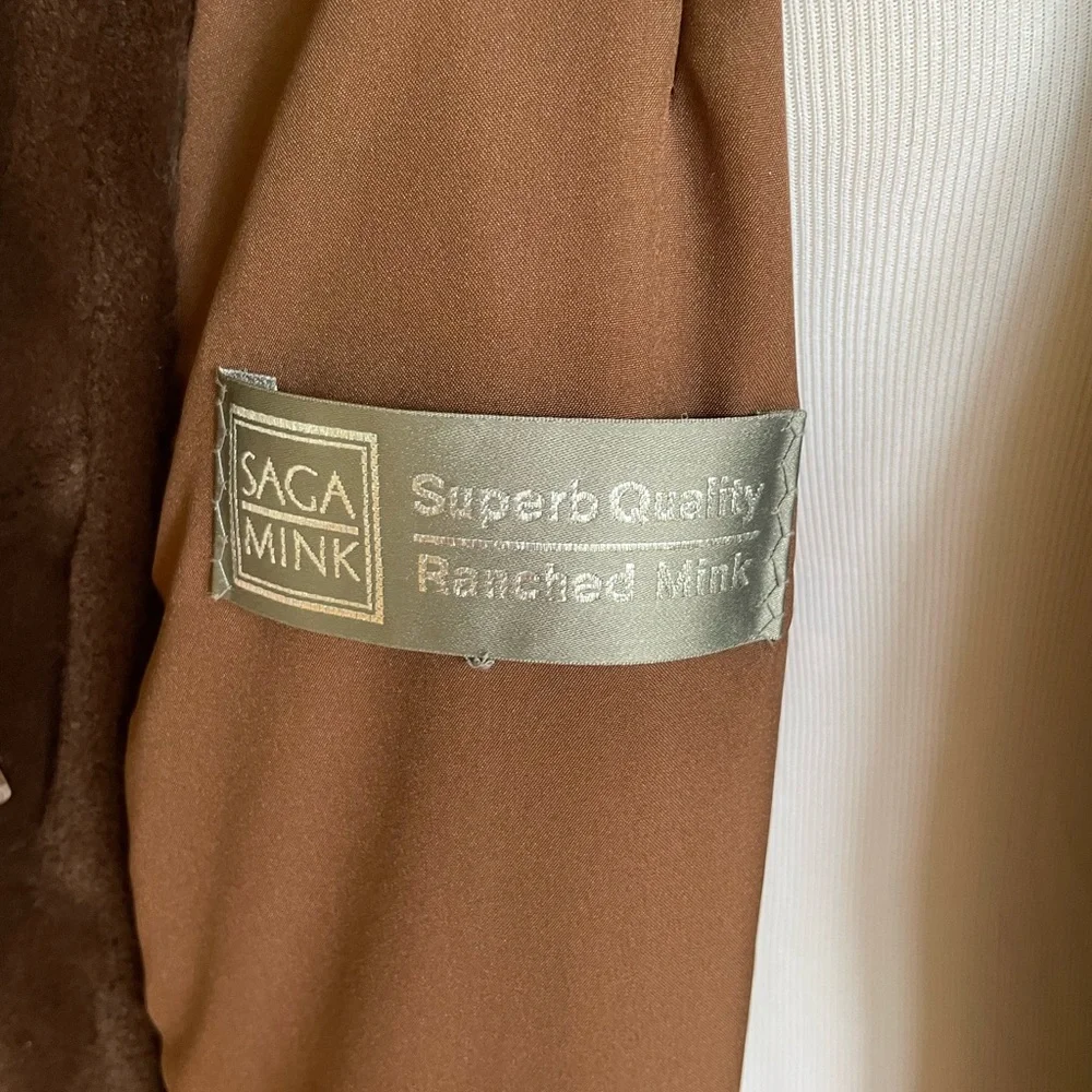 SAGA MINK Sheared Dark Brown Mink Long Coat XL Mint 💥 - Picture 9 of 11